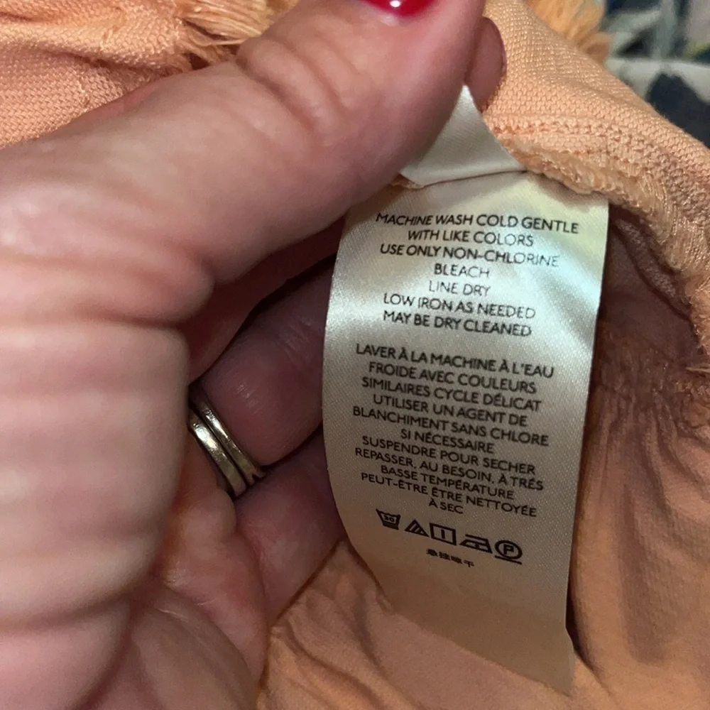 Anthropologie peach viscose combo wrap tiered flare skirt size medium w/pockets